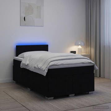 vidaXL Boxspringbed met matras met hoofdeinde Zwart 120 x, Verzenden, Nieuw, Twijfelaar, Zwart