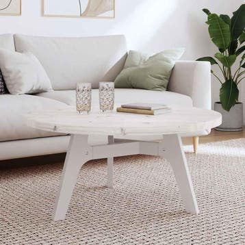 vidaXL Tafelblad rond Ø90x3 cm massief grenenhout wit, Verzenden, Nieuw
