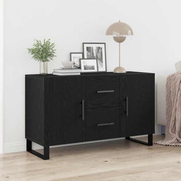 vidaXL Dressoir Zwart Eiken 100 x 36 x 60 cm Bewerkt hout, Huis en Inrichting, Kasten | Dressoirs, Verzenden, Nieuw, Overige houtsoorten