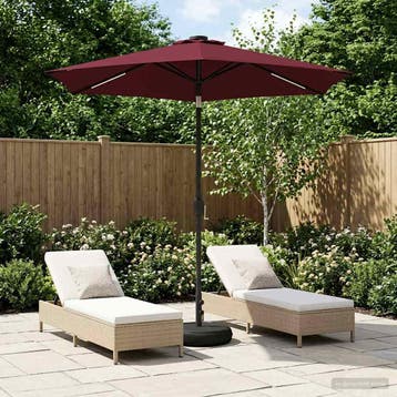 vidaXL Tuinparasol met LED-lampen en voet 230 x 230 cm, Verzenden, Nieuw, 2 tot 3 meter