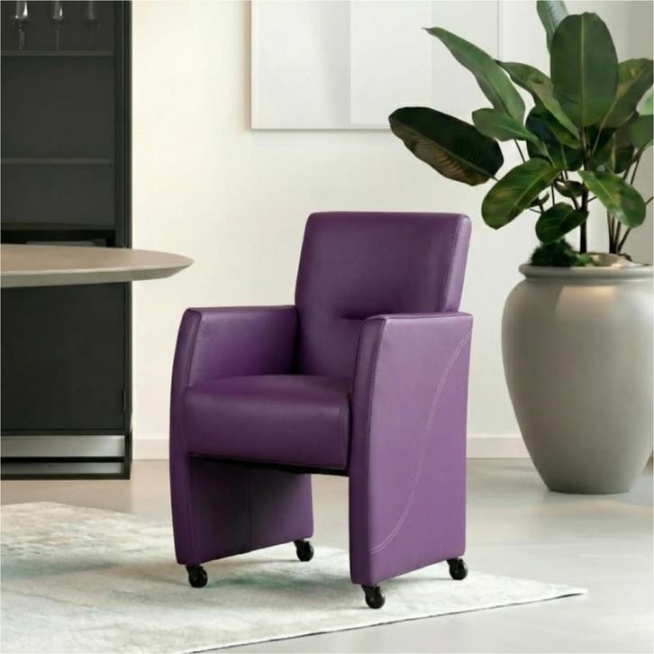 Leren eetkamerstoel Pleasure - Toledo Aubergine (paars) -, Huis en Inrichting, Stoelen, Overige kleuren, Nieuw, Leer, Ophalen of Verzenden