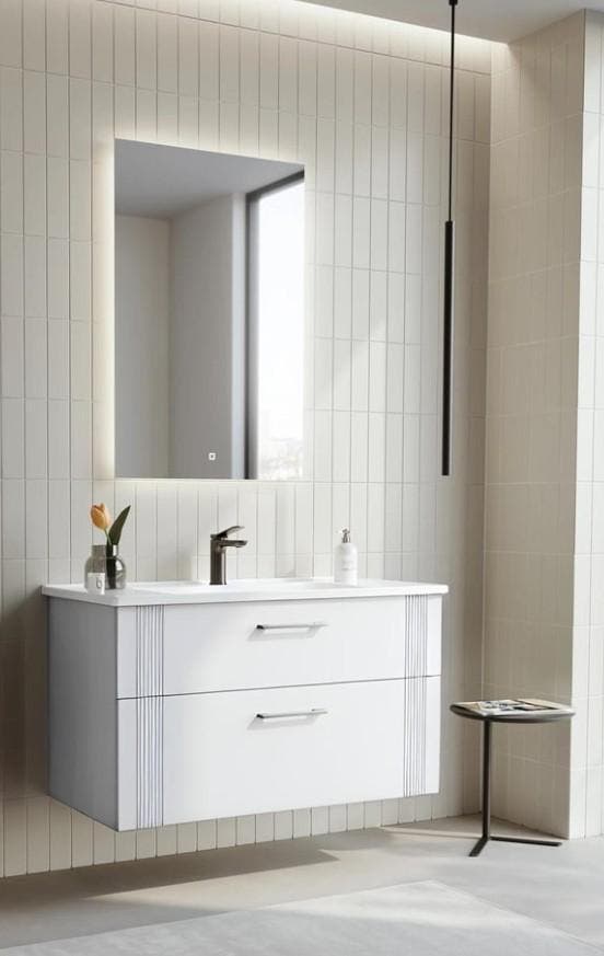 Badmeubel Bari wit 100cm incl spiegelkast, Huis en Inrichting, Badkamer | Badkamermeubels, Nieuw, Ophalen