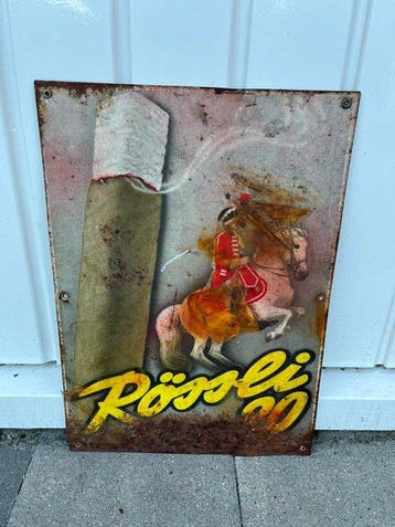 Rössli 20 – metalen reclamebord met ruiter te paard -