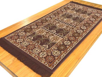 Smyrna tafelloper Sardis 70x140 cm - Perzisch pluche bruin, Ophalen of Verzenden, Nieuw, Rechthoek, Binnen