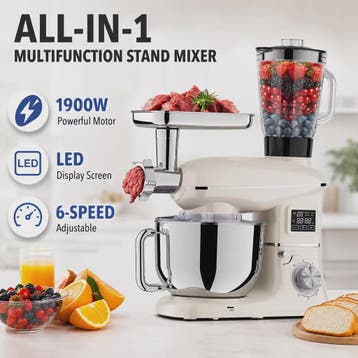1900W Multifunctionele Planeetmixer met Vleesmolen & Blender, Verzenden, Nieuw