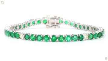 Armband - 14 karaat Witgoud - 9.66ct. tw. Smaragd - Diamant, Nieuw