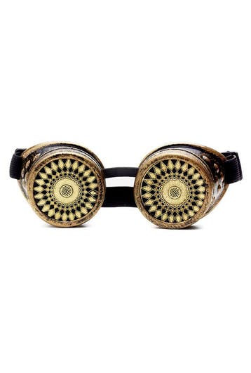 KIMU® Goggles Steampunk Bril Spiral Brons Montuur Bronzen Bu, Ophalen of Verzenden, Nieuw, Overige maten, Carnaval