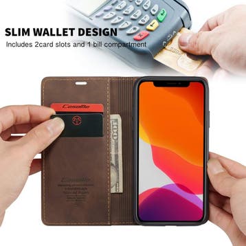 CaseMe book case leer - Apple iPhone 11 - bruin, Verzenden, Nieuw