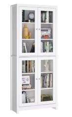 Witte Vitrinekast 190×80×33 cm – 4 Glazen Deuren, 6 Niveaus, Verzenden, Nieuw