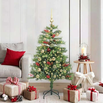 vidaXL Kunstkerstboom 150 LEDs Warmwit PVC en Metaal Groen, Verzenden, Nieuw