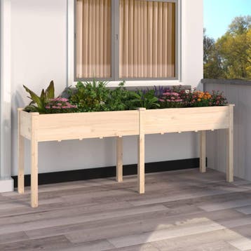 vidaXL Plantenbak met voering 203x53x76 cm massief vurenhout, Verzenden, Minder dan 60 cm, Nieuw, 60 cm of meer