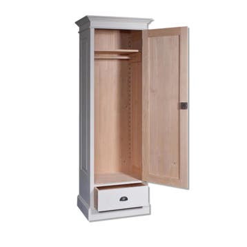 Smalle kledingkast 1-deurs – hout – wit –  maatwerk mogelijk, Nieuw, Grenenhout, Landelijk, klassiek, Scandinavisch, robuust, Met lade(s)
