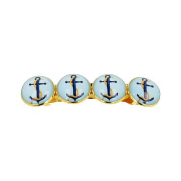 Haarspeld Patentspeld 8cm - Cirkel - Maritiem Anker Patroon, Nieuw