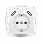 Ledmaxx Inbouw contactdoos zuiver wit met 2x USB 2800mA, Ophalen of Verzenden, Nieuw