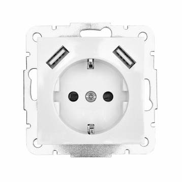 LEDmaxx Inbouw contactdoos zuiver wit met 2x USB 2800mA, Ophalen of Verzenden, Nieuw