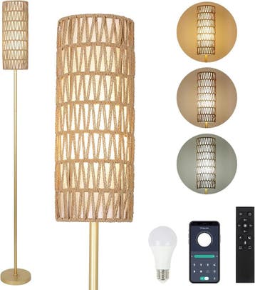 Staande Lamp Linnen | Dimbaar & App | Laatste Stuk!, 100 tot 150 cm, Ophalen of Verzenden, Zo goed als nieuw, Metaal