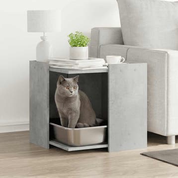 vidaXL Kattenbakkast 53x53x51 cm bewerkt hout betongrijs, Verzenden, Nieuw