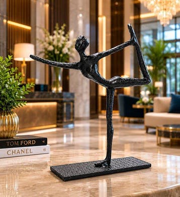sculptuur, Modern Ballet Dancer Sculpture – Cast Iron Yoga