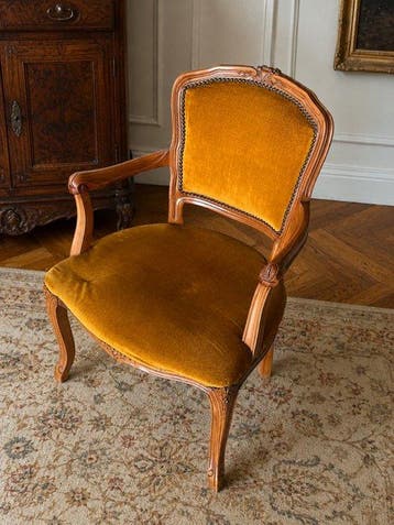 Fauteuil - Hout, Textiel - Louis XV-fauteuil