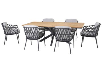 Minerva Calpi dining tuinset 220x95xH75cm 7 delig 4 Seasons, Ophalen of Verzenden, Nieuw