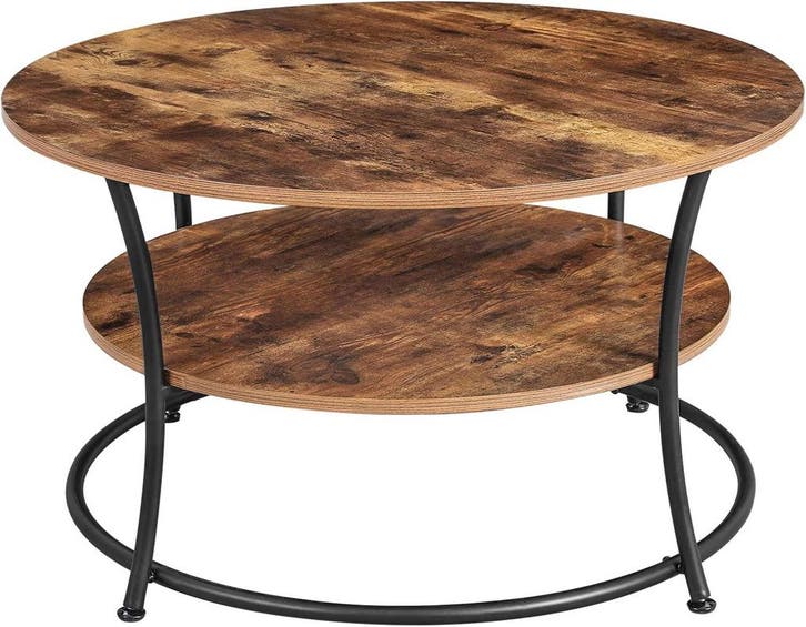 Koffietafel - Rond - Rustiek Bruin / Zwart, Huis en Inrichting, Tafels | Eettafels, Verzenden