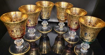 ISMIE LUX - Drinkservies (6) - alle vol goud onvergelijkbare, Antiek en Kunst