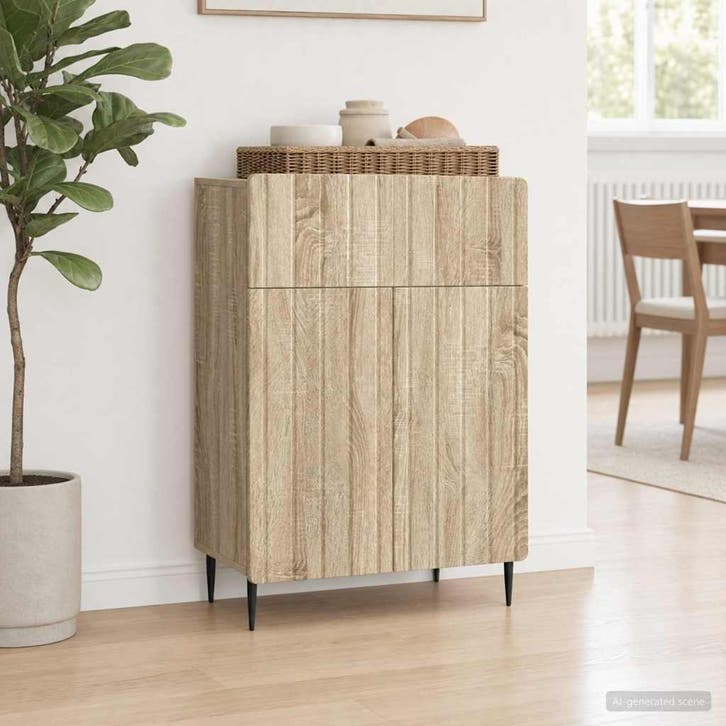 vidaXL Dressoir met lade Sonoma Eiken 66 x 34,5 x 92 cm, Huis en Inrichting, Kasten | Dressoirs, Nieuw, Minder dan 50 cm, Overige houtsoorten