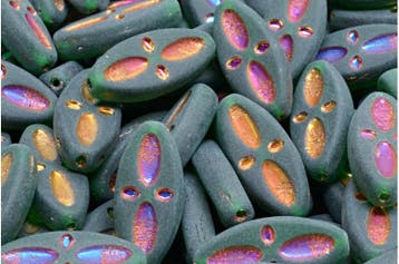 2 x Tsjechische Glaskralen Eyed Ship Pressed Beads 20x09m..., Ophalen of Verzenden, Nieuw, Kraal
