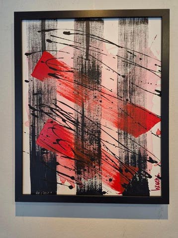 Liesens - In the rain (handpainted on canvas) met lijst