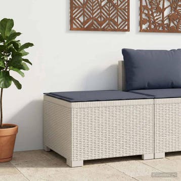 vidaXL Eénpersoons Tuinbank met Kussen Rattan Look PP Wit, Verzenden, Nieuw