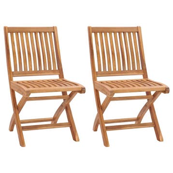 vidaXL Opklapbare stoelen, 2 stuks, massief teakhout, Verzenden, Nieuw, Teakhout