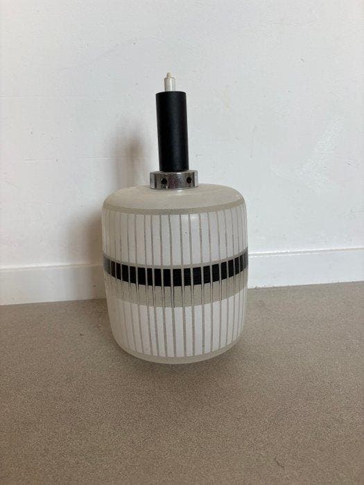 Plafondlamp - Glas, Metaal - Optisch Glazen Hanglamp, Antiek en Kunst, Antiek | Lampen