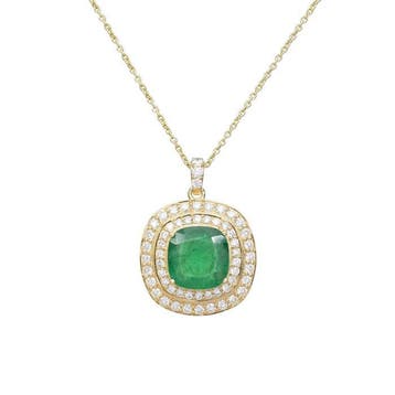 Halsketting - 14 karaat Geel goud - 8.42ct. tw. Smaragd -, Nieuw