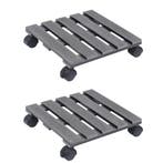 vidaXL Plantentrolleys 2 st 30x30x7,5 cm HKC grijs, Verzenden, Nieuw