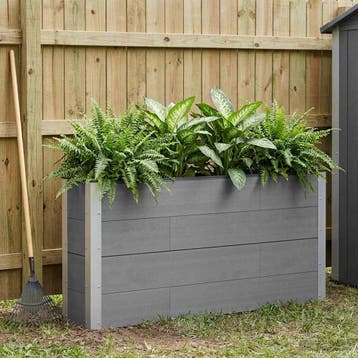 vidaXL Verhoogde plantenbak Grijs 150 x 30 x 72 cm WPC en, Verzenden, Nieuw, Minder dan 60 cm, 60 cm of meer