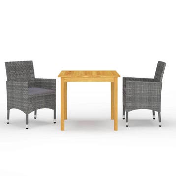 vidaXL 3-delige Tuinset grijs, Tuin en Terras, Tuinsets en Loungesets, 2 zitplaatsen, Nieuw, Tuinset, Verzenden