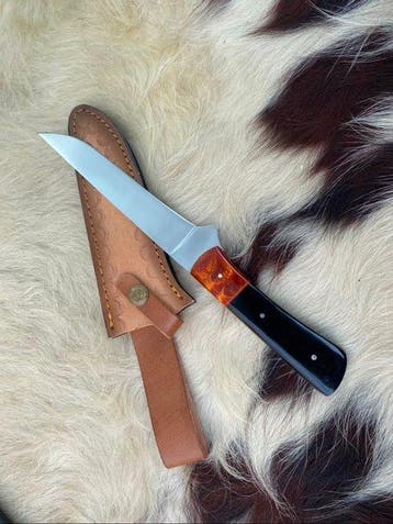 Keukenmes - Roestvrij staal - Lang outdoor-stijl mes met, Antiek en Kunst