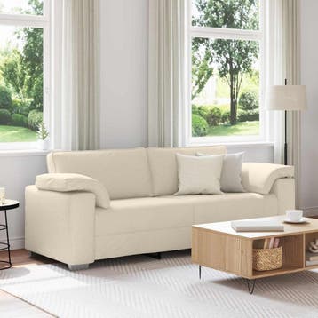 Moderne Bank 220cm Beige | Retourdeal | 35% Korting, Huis en Inrichting, Driepersoons, 75 tot 100 cm, Ophalen of Verzenden, Zo goed als nieuw