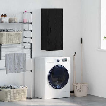 vidaXL Wandkast Zwart Eiken 34,5 x 34 x 90 cm Bewerkt hout, Minder dan 50 cm, Verzenden, Nieuw, Minder dan 100 cm