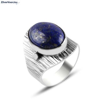 Zilveren lapis lazuli ring handgemaakt, Verzenden, Nieuw, Zilver