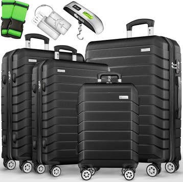 Kofferset - 4 delig - Trolley - Reiskoffer set - Zwart - Til, Verzenden, Zo goed als nieuw
