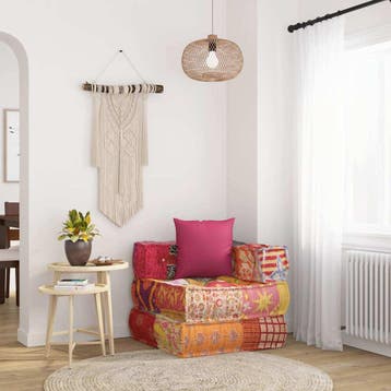 vidaXL Poef modulair met kussen patchwork stof, Verzenden, Nieuw, Meerkleurig