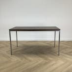 kantinetafel 150x70 cm,  Bruin blad - chroom, Ophalen of Verzenden, Gebruikt, Bureau