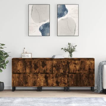vidaXL Dressoirs 3 st bewerkt hout gerookt eikenkleurig, Verzenden, Nieuw, Overige houtsoorten