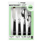Benson 16-delige bestekset - Modern design - Zwarte handv..., Ophalen of Verzenden, Nieuw