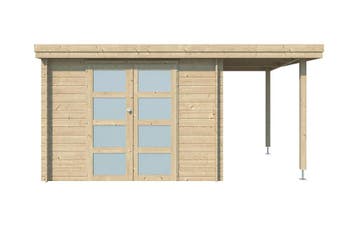 Woodlands Blokhut Oregon met Overkapping 445 x 295 cm, Nieuw