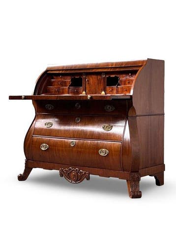 Cilinderbureau - Epoque Transition - Mahogany, Gilt brass