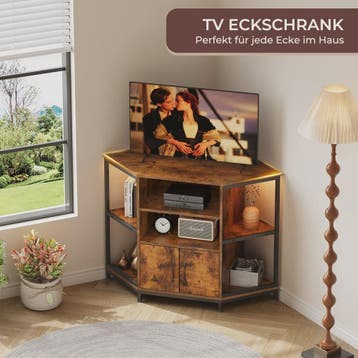 Industriële Hoek TV Meubel met LED Verlichting - Vintage Bru, Verzenden, Nieuw