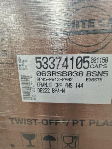 Deksel effen oranje 63mm twist-off 1150 stuks, nieuw -, Ophalen of Verzenden