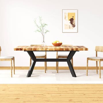 vidaXL Eettafel 180 cm massief mangohout en stalen kruis, Verzenden, Nieuw
